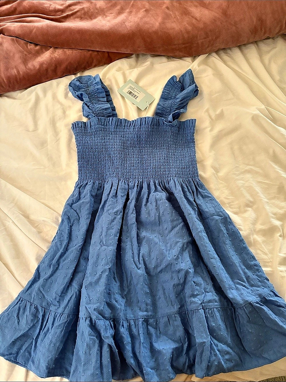 Hill House Home The Elizabeth Nap Dress Hydranda clip dot Smocked Dress NWT